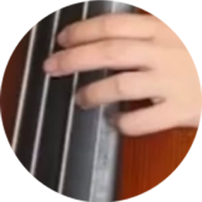 楽器を演奏している人の手
